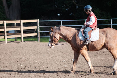 Full length of man with horse