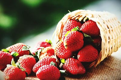 Close-up of strawberries in basket