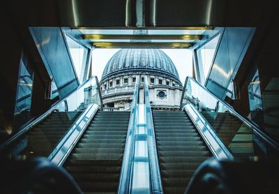 Low angle view of escalator