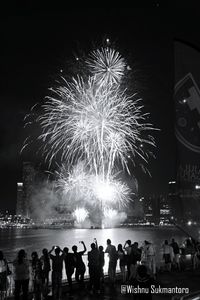 Firework display at night