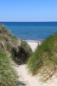 Scenic view of sea against clear sky