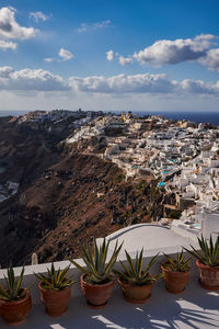 High angle view of townscape against sky