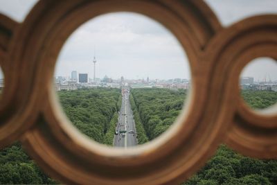 View of cityscape seen through arch