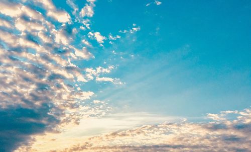 Low angle view of clouds in blue sky