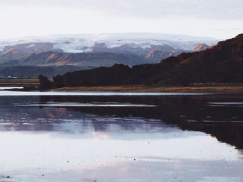 Scenic view of lake and mountains