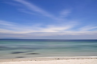 Scenic view of sea against blue sky