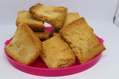 Close-up of bread in plate