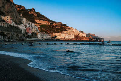 Scenic view of sea against clear sky