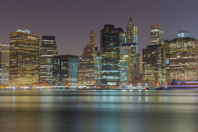 View of the low manhattan at night, new york.
