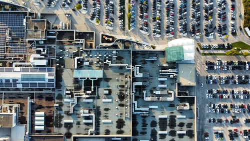 High angle view of computer in city