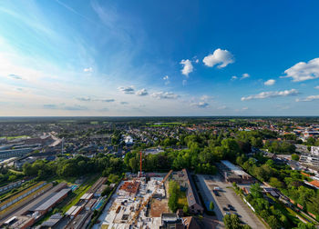 High angle view of townscape against sky