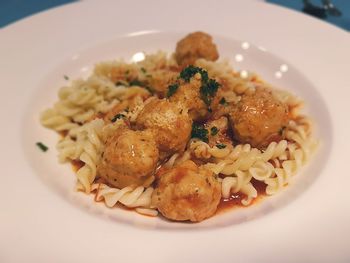 Close-up of meal served in plate