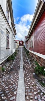 Empty alley amidst buildings in city