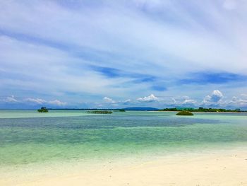 Scenic view of sea against cloudy sky