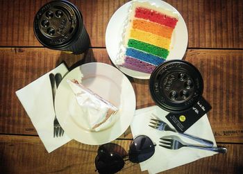 High angle view of multi colored pencils