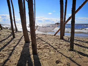 Scenic view of beach against sky