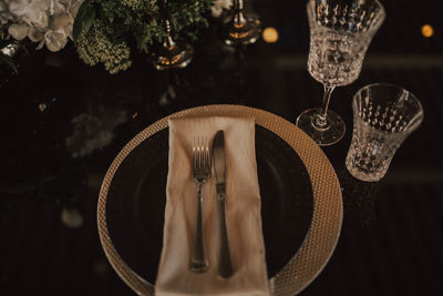 High angle view of celebrating decorations on table