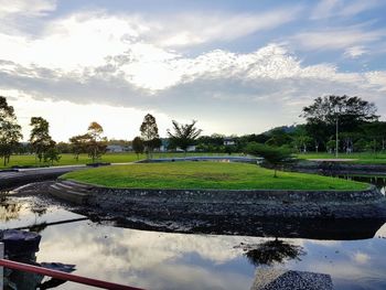 Scenic view of lake against sky