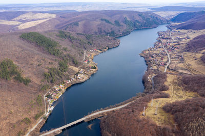 Aerial view of a lake, drone shot