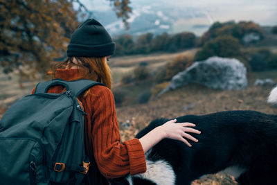 Midsection of woman in winter