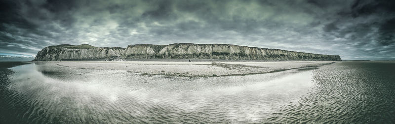 Scenic view of sea against cloudy sky