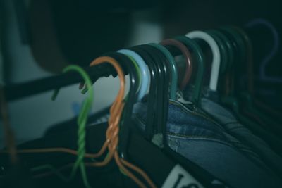 Close-up of chain hanging on rack