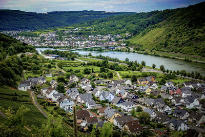 High angle view of townscape and buildings