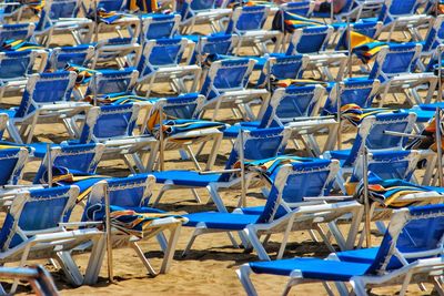 Full frame shot of chairs on beach