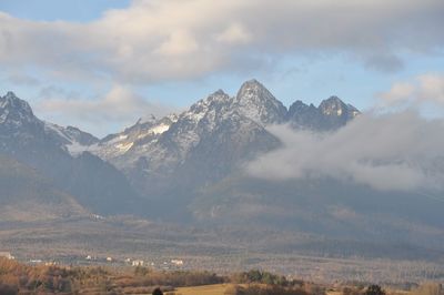 Scenic view of mountains against sky