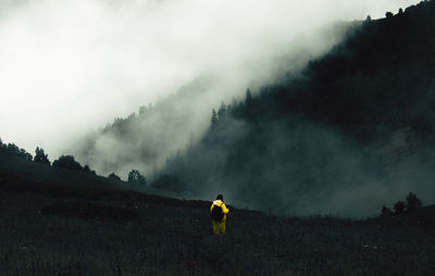 Panoramic view of man standing on land against sky