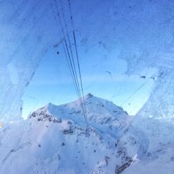 High angle view of snowcapped mountain