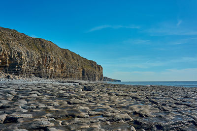 Scenic view of sea against blue sky