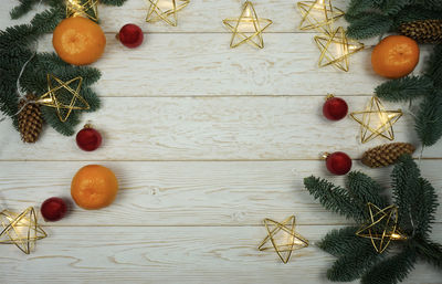 New year's flatlay on a light wooden background