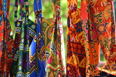 Full frame shot of colorful bags for sale at market