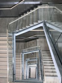 High angle view of spiral staircase in building