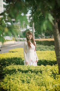 Portrait of woman in park