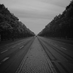 Empty road along trees