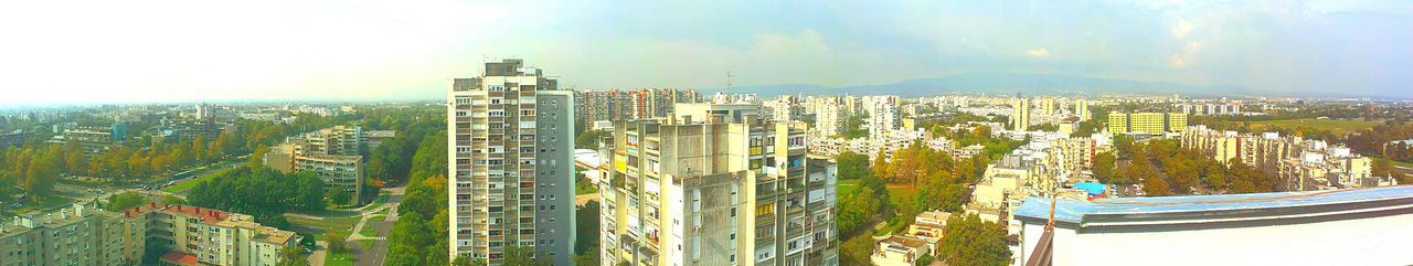 High angle view of cityscape against sky