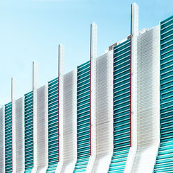 Low angle view of skyscrapers against clear sky