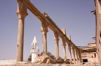 Low angle view of historical building against clear sky