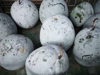 High angle view of pumpkins