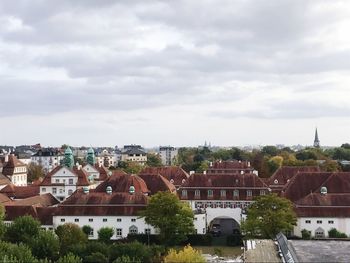 High angle view of townscape against sky