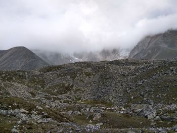 Scenic view of volcanic landscape against sky