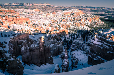 High angle view of townscape during winter