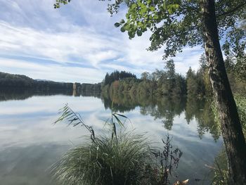 Scenic view of lake against sky