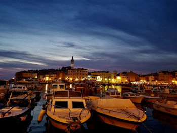 Sunset in the harbour of rovinj