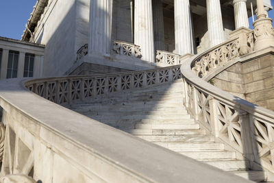 Staircase of building in city