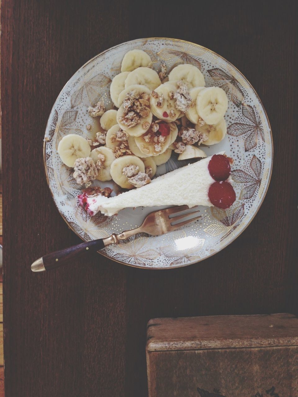 food and drink, food, indoors, freshness, table, still life, ready-to-eat, healthy eating, plate, indulgence, sweet food, bowl, high angle view, dessert, close-up, fruit, serving size, wood - material, temptation