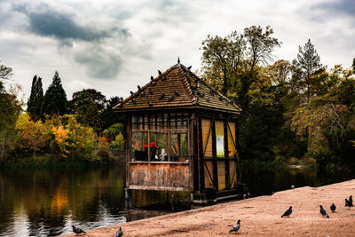 View of lake against built structure