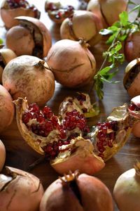 Close-up of pomegranates on table